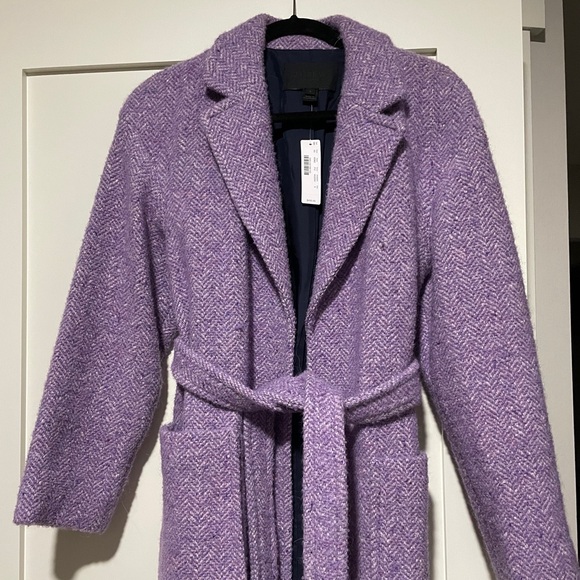J.Crew Collection Italian Herringbone Wrap Coat in Dusty Violet - Picture 7 of 12